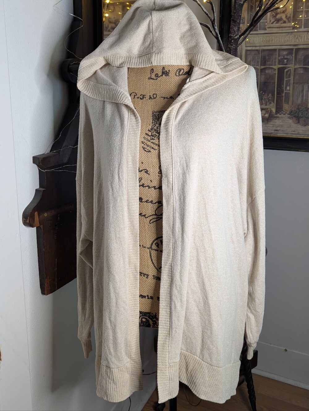 American Eagle Outfitters Cream Knit Hoodie Cardigan - Picture 7 of 7